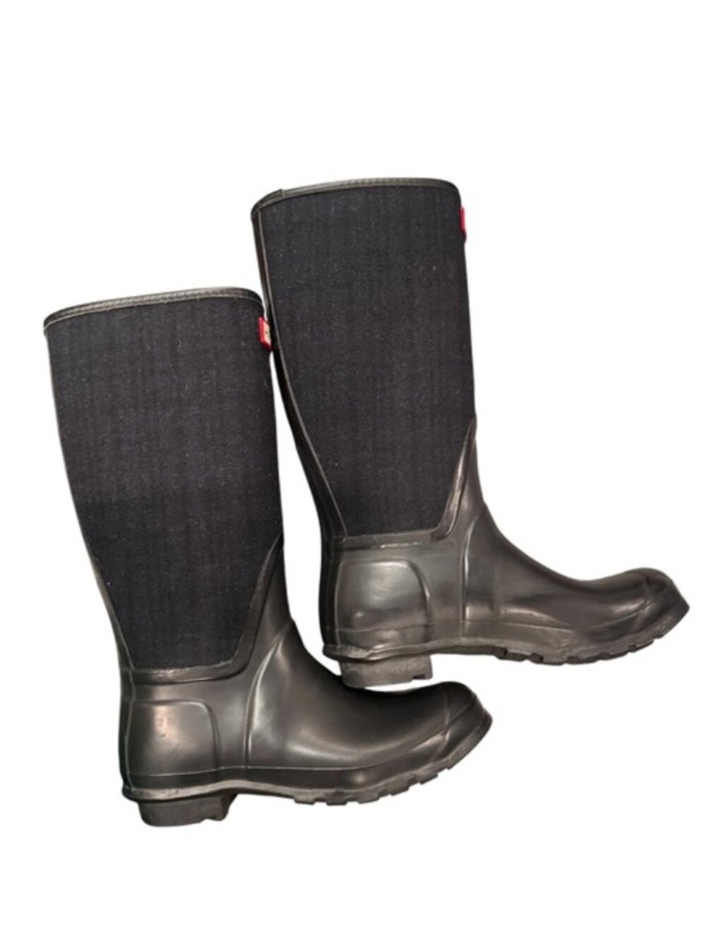 Hunter Arlen Tall Waterproof Boots Women’s 8 Black Rubber Wool Blend Winter - Picture 7 of 9